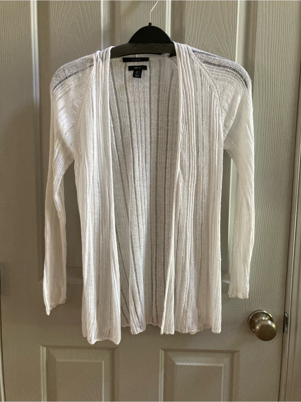 Tahari Lightweight White Open-Front Women's Linen Cardigan